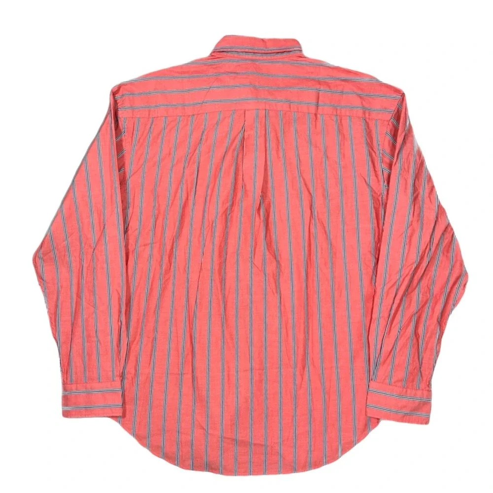 Banana Republic Mens Button Up Shirt Medium Coral Striped Relaxed Fit Casual